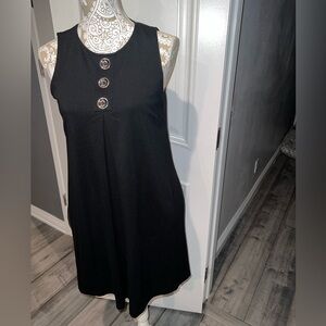 MICHAEL Michael Kors Black Midi Dress with Button Accents